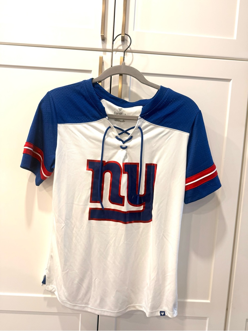 Fanatics White & Royal Blue NY Giants Lace-Up Jersey Tee
